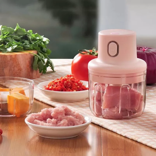 Portable Rechargeable Electric Food Chopper Pink 250ml