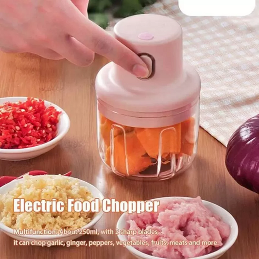 Portable Rechargeable Electric Food Chopper Pink 250ml