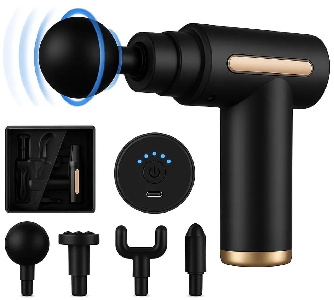 Powerful Deep Tissue Massage Gun – Multiple Attachments & Adjustable Speed